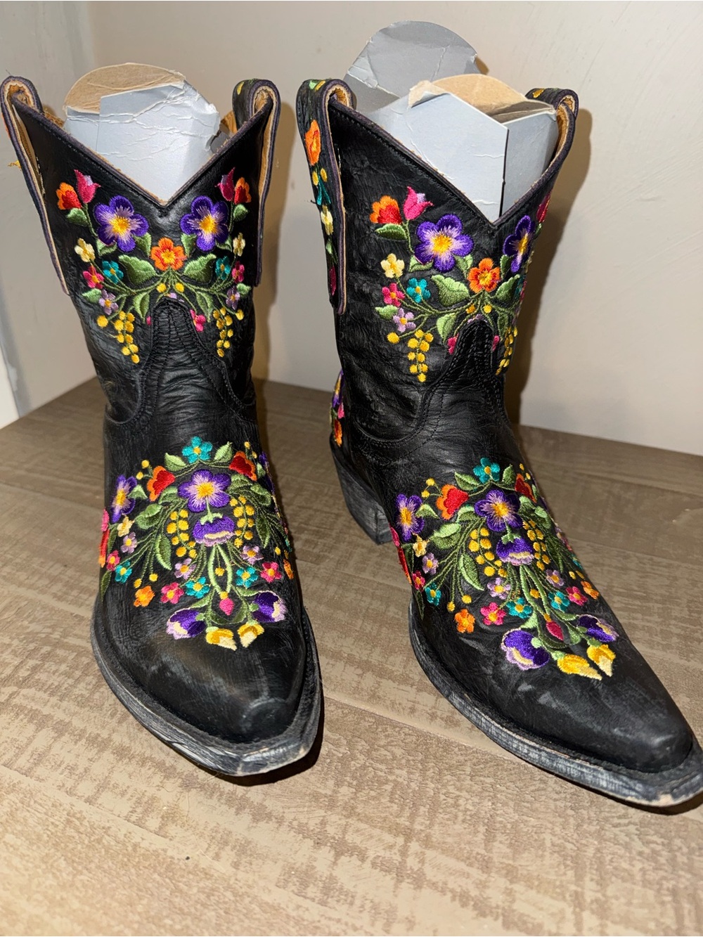 Old Gringo Sora Embroidered Floral Leather Western Cowboy Boots Black 7.5 - Picture 2 of 10